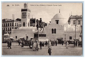 c1910 Statue of the Duke of Orleans and Mosquee Djemaa Djedid Algeria Postcard 