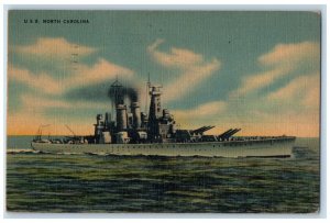 1942 USS North Carolina Battleship Norfolk VA Soldier Mail Shaffer WW2 Postcard