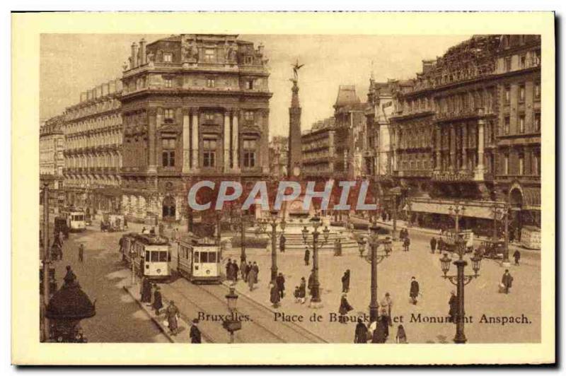 Old Postcard Brussels Place de Brouckere and Anspach Monument