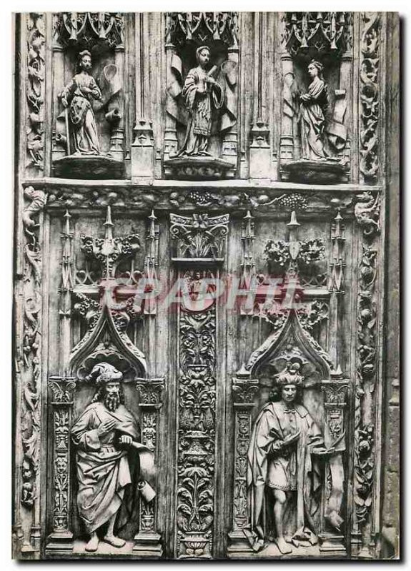 Modern Postcard Aix en Provence B R Cathedrale Saint Sauveur Portal lower lef...