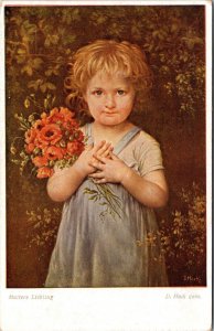 Redhead Child with Flowers Mutters Liebling D. Hock Artist Signed DB Postcard L1