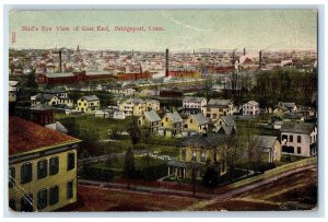 1910 Bird's Eye View East End Village Building Smokestack Bridgeport CT Postcard