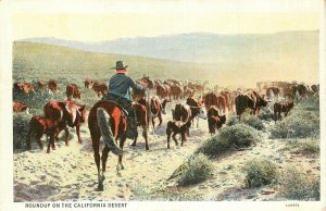 Willard Linen Postcard Roundup on the California Desert Western Cattle Drive