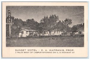 c1940's Sunset Motel E.A. Kapranis Prop Casper Wyoming WY Vintage Postcard