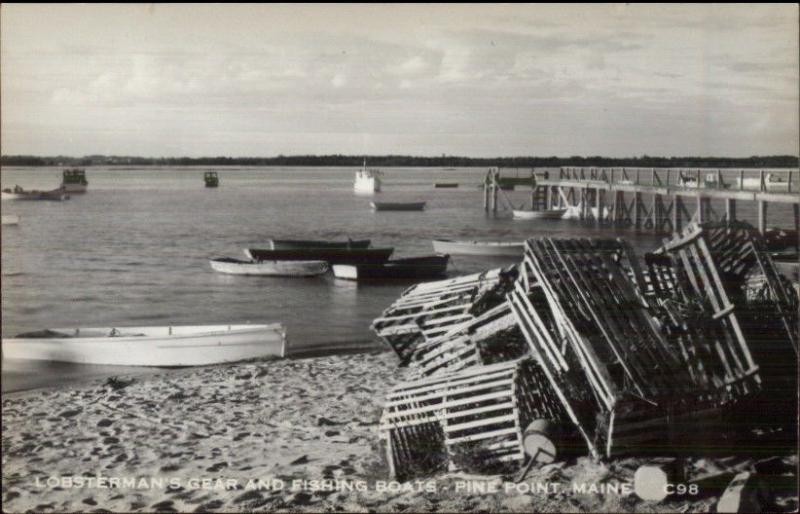 Pine PoInt ME Lobsterman Gear Lobster Traps c1940s-60s Real Photo Postcard