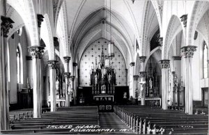 Real Photo Postcard Interior of Sacred Heart Church in Pocahontas, Iowa