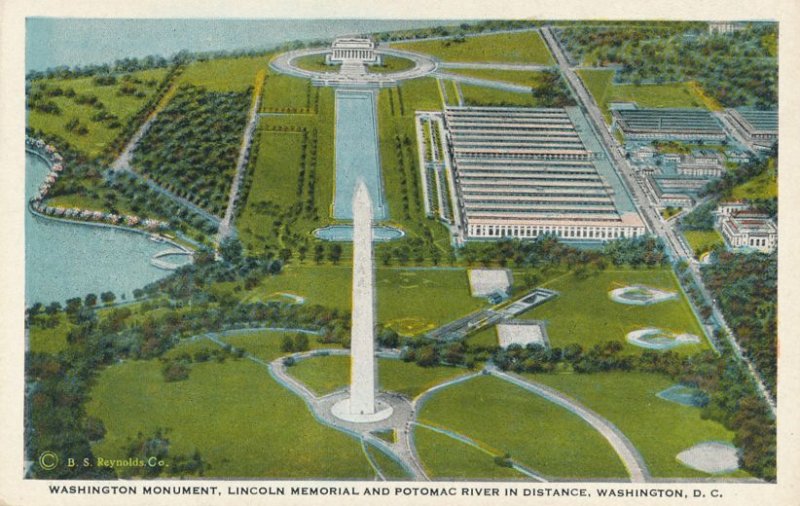 Washington Monument, Washington, DC - Lincoln Memorial - Potomac River - WB
