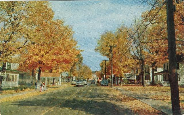 Old Forge NY Postcard Main Street in all its Autumn glory