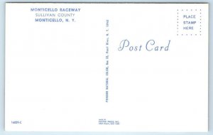 MONTICELLO RACEWAY, New York NY ~ HARNESS RACING Sullivan County 1970s Postcard