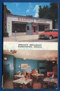 Boxman's Restaurant Bloomington Indiana in old chrome postcard