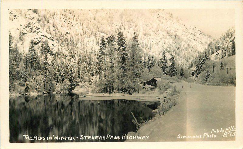 Allps Winter 1940s Stevens Pass Highway Washington Ellis Simmons RPPC 5831