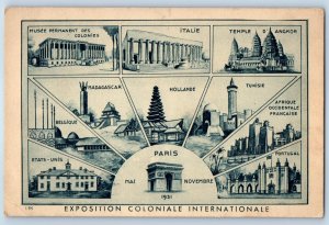 Paris France Postcard Multiview International Colonial Exposition 1931
