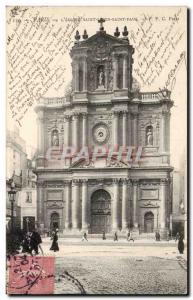 Paris Old Postcard Church of St. Louis Paul