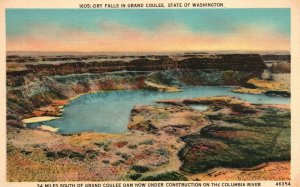 Vintage Postcard 1942 Dry Falls Grand Coulee Dam Columbia River Washington WA