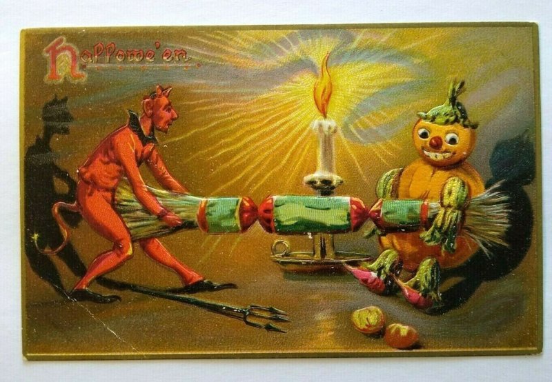 Vintage Halloween Postcard Tuck Original Red Devil Goblin Anthropomorphic 150 