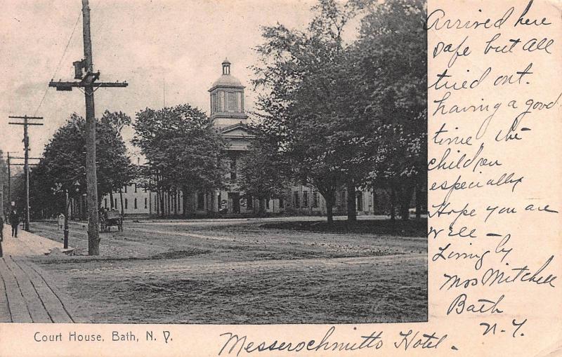 Court House, Bath, New York,  Early Postcard, Used in 1907