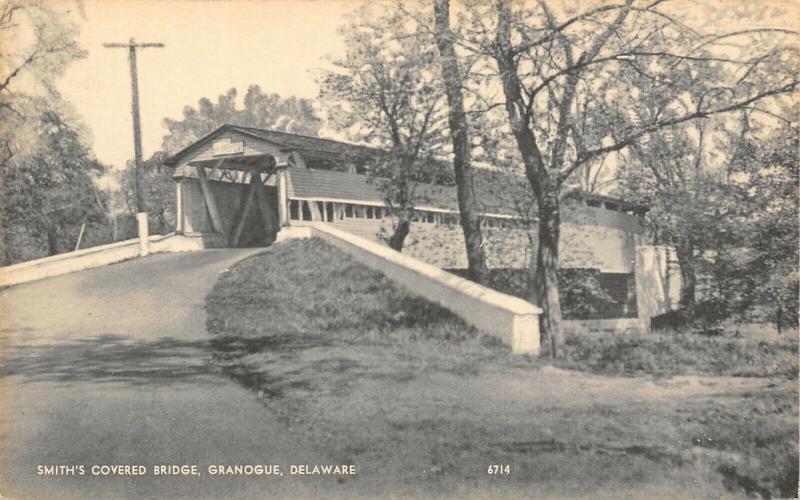 Granogue Delaware~Smith's Covered Bridge~Front & Side~1940s Sepia Litho Photolux 