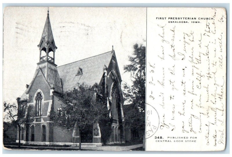 1908 First Presbyterian Church Chapel Exterior Oskaloosa Iowa Vintage Postcard
