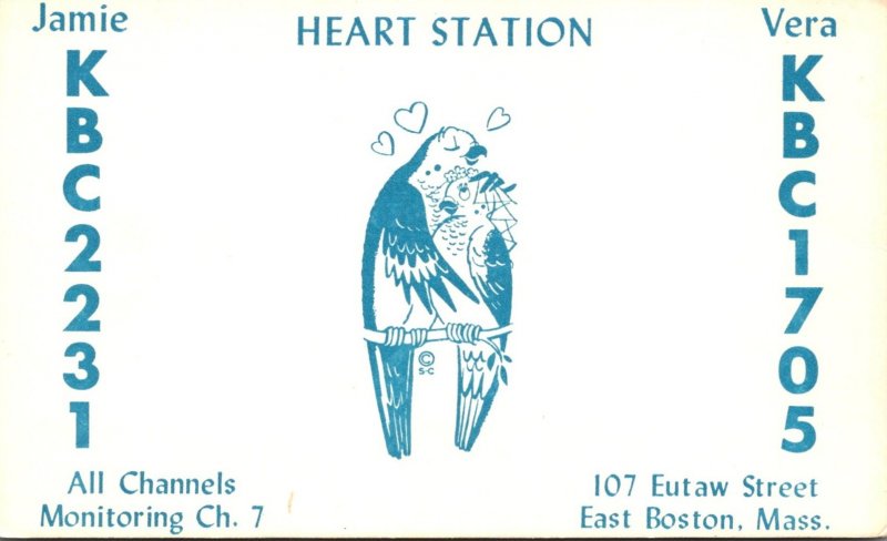 Massachusetts Boston Heart Station Jamie KBC2231 & Vera KBC1705 QSL Card