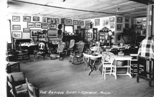 Conway Michigan Antique Shop Interior Real Photo Vintage Postcard AA75252