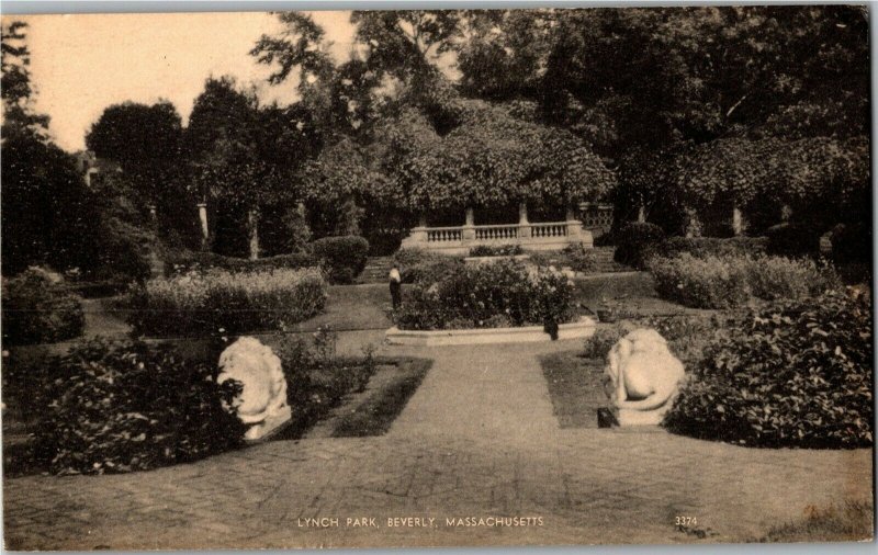 View of Gardens in Lynch Park, Beverly MA c1952 Vintage Postcard K23