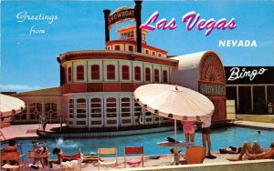 Las Vegas Nevada 1960s Postcard The Showboat Hotel Casino Swimming Pool