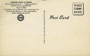 Checker Motel & Cabins Great Falls Montana MT ATA AMHA Vintage Postcard E12