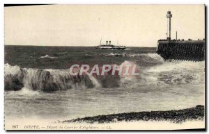 Old Postcard Dieppe Departure of the Mail & # 39Angleterre Boat