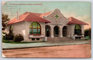 1909 Chamber Of Commerce Fresno California Front Side Building Posted Postcard