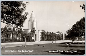 Inglewood California 1950s RPPC Real Photo Postcard Mausoleum Golden West