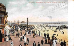 Boardwalk Beach Atlantic City New Jersey 1908 postcard