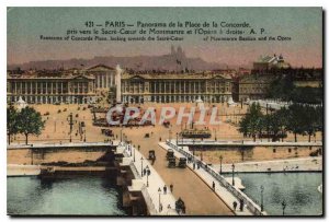 Old Postcard Paris Panorama Place de la Concorde took to the Sacre Coeur of M...