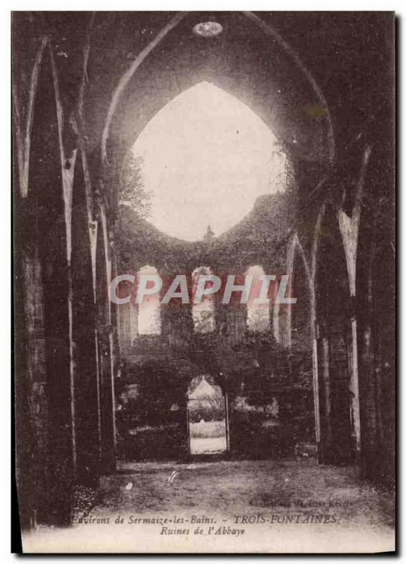 Old Postcard Three Fountains Ruins From I & # 39Abbaye surroundings Sermaize ...