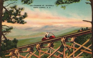 Vintage Postcard 1941 Cranmore Mountain Ski Mobile North Conway New Hampshire NH