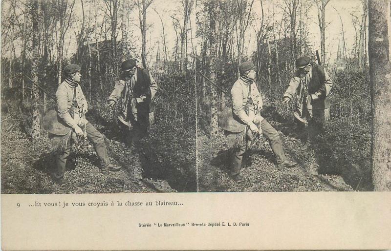 Lot 9 stereographic images stereo views pre 1920 hunting topic hunters poaching 