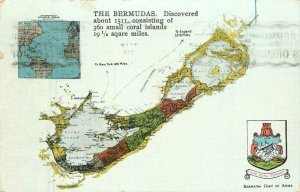 Bermuda 1939 Map History Crest Yankee Store Postcard 22-8854