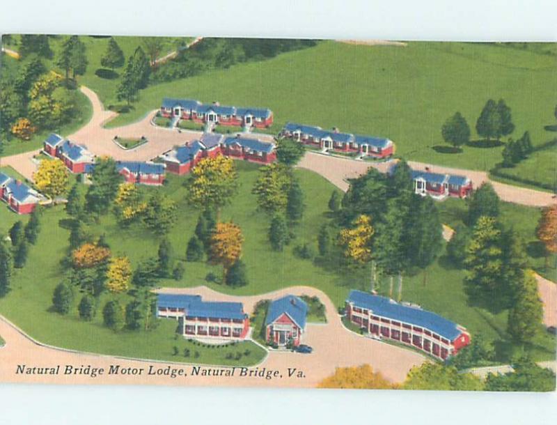 Unused Linen MOTEL SCENE Natural Bridge - Near Lexington Virginia VA G7397