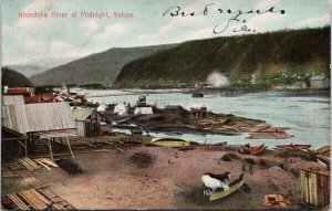 Klondyke River at Midnight Yukon YT Birdseye Horses c1908 Postcard H6