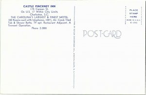 Castle Pinckney Inn, Cannon Street U.S. 17 Charleston SC Vintage Postcard A59