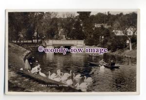 tq2024 - Kent - Row Boats & Feeding Swans on the Canal, at Hythe - Postcard