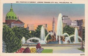 Fountain looking toward City Hall - Philadelphia PA, Pennsylvania - Linen