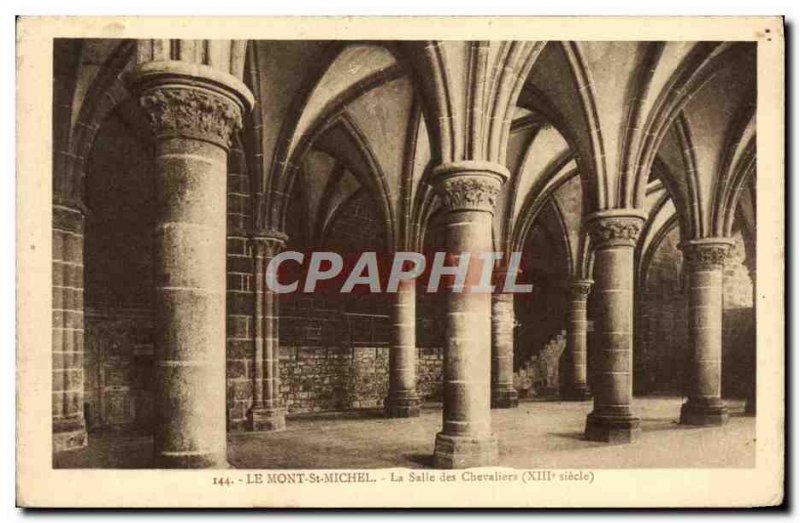 Old Postcard Mont Saint Michel La Salle Des Chevaliers