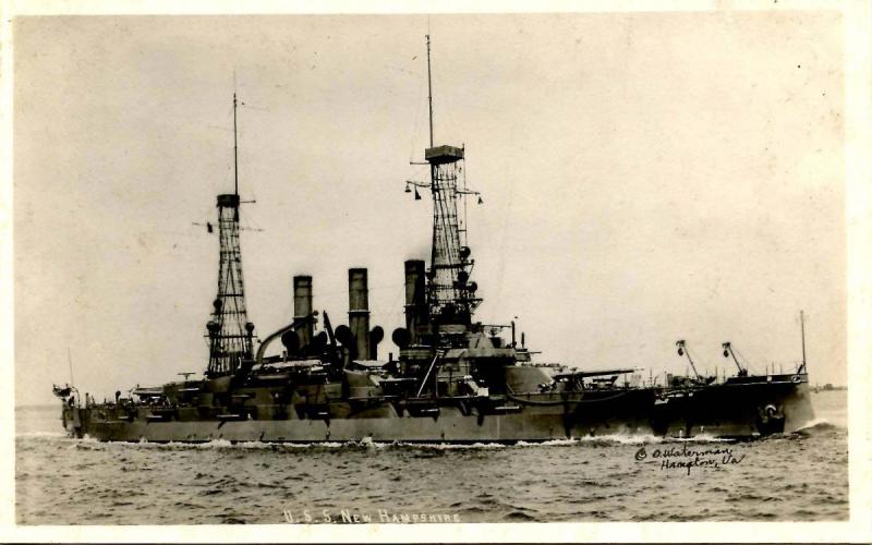 USS New Hampshire, 1916 - RPPC