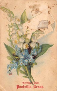 Poolville Texas Greetings Flowers Bouquet Vintage Postcard AA111340