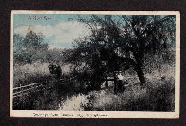 PA Vintage Antique Greetings From LUMBER CITY PENNSYLVANIA PENN 1916 Postcard
