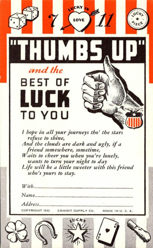 Humour Thumbs Up and The Best Of Luck To You