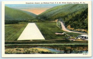 WHITE SULPHUR SPRINGS, West Virginia WV ~ GREENBRIER AIRPORT c1940s  Postcard