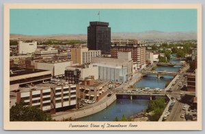 Reno Nevada~Downtown Panoramic View~Bridge~Vintage Postcard