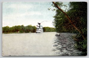 Chautauqua NY Steamer Through The Chadakoin 1910 Postcard B44