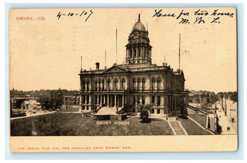 1907 Court House Omaha Nebraska NE Posted Antique Postcard 